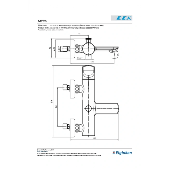 ECA MYRA BANYO BATARYASI KROM