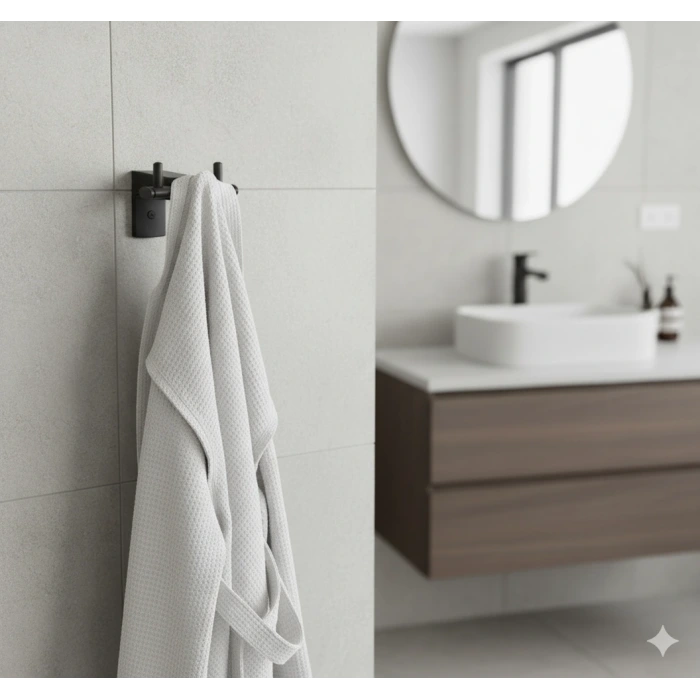 PREMİUM BORNOZ ASKILIK İKİLİ(MAT SİYAH)