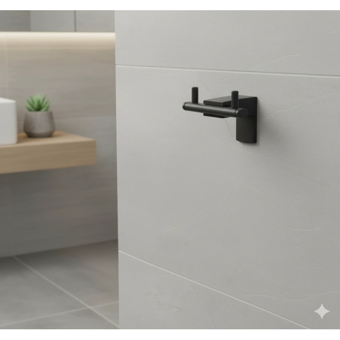 PREMİUM BORNOZ ASKILIK İKİLİ(MAT SİYAH)