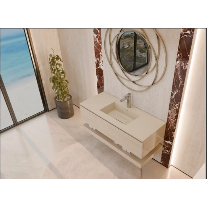 Real Stone FLATSTONE ETAJERLİ GRANİT BANYO LAVABOSU