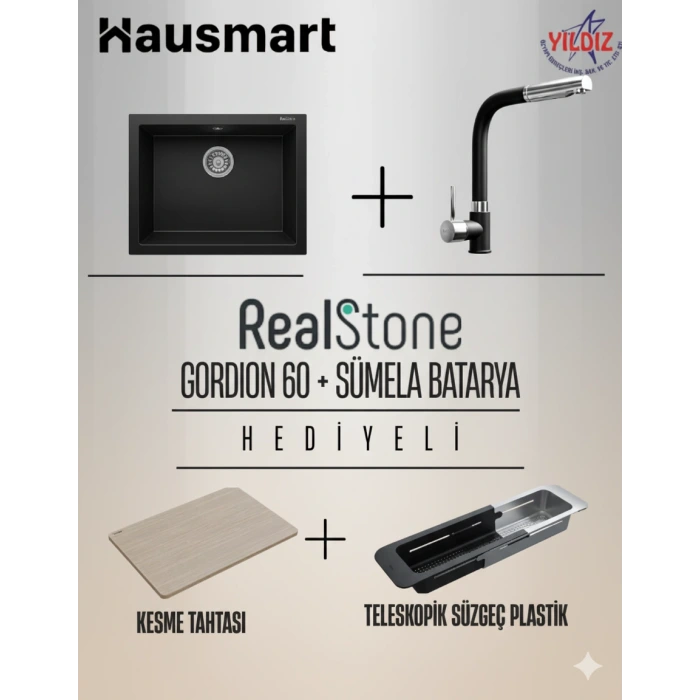 Real Stone Gordion 60 Granit Eviye + Sümela Bataryası Seti