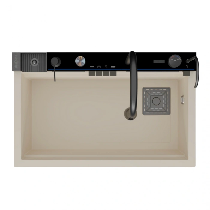 Real Stone Victoria Granit Akıllı Eviye Seti KREM75.5X47 cm