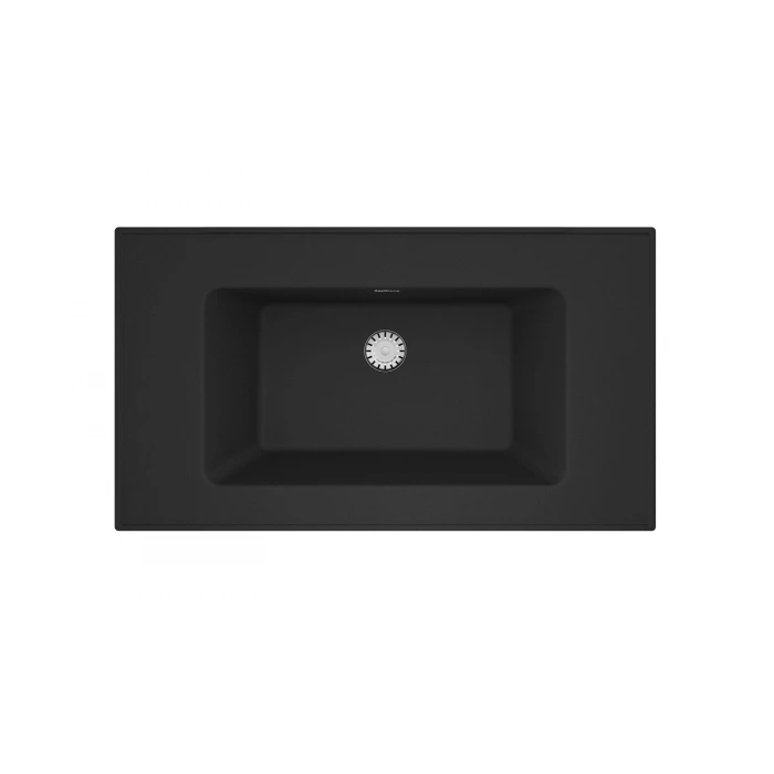 Real Stone ZENITH 80 Etajerli Siyah Granit Banyo Lavabosu 80x45