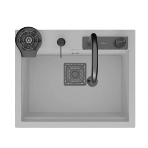 Real Stone Angel Granit Akıllı Eviye Seti Beyaz 60x49 Cm