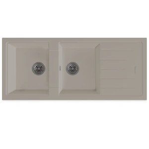 Real Stone P021 Esila Çift Gözlü Krem Granit Mutfak Eviyesi 116.5 X 50 Cm