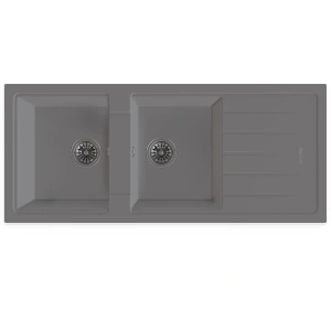 Real Stone P021 Esila Çift Gözlü Gri Granit Mutfak Eviyesi 116.5 X 50 Cm