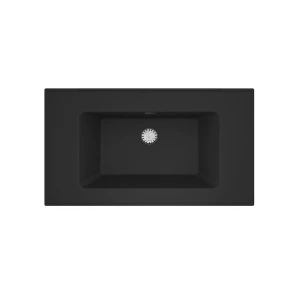 Real Stone ZENITH 80 Etajerli Siyah Granit Banyo Lavabosu 80x45