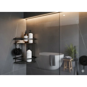 TEMA 18X18 2 KATLI KÖŞE ŞAMPUANLIK MAT SİYAH