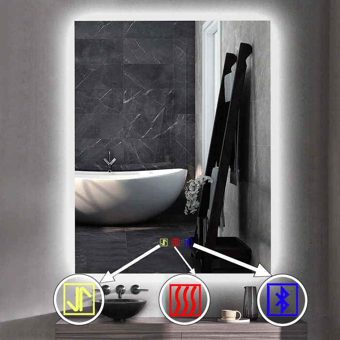 50x70(h) cm Bluetoothlu Buğu Çözücülü Dokunmatik Işıklı Ledli Banyo Aynası