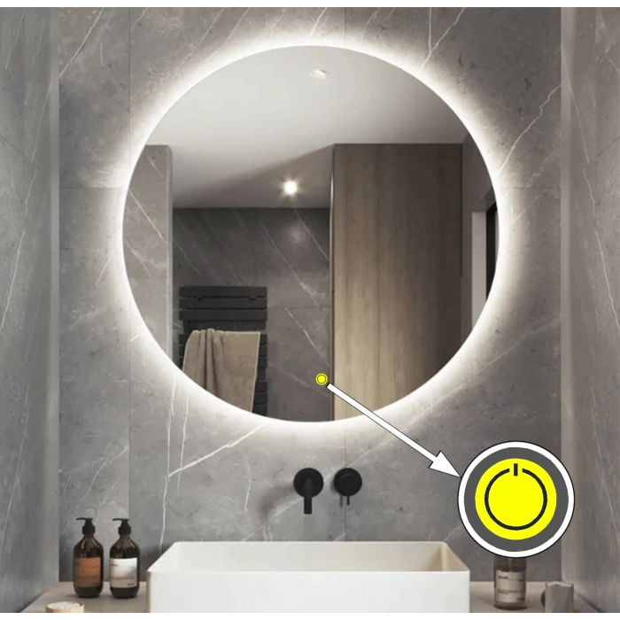 60 cm (çap) Ledli Yuvarlak Banyo Aynası