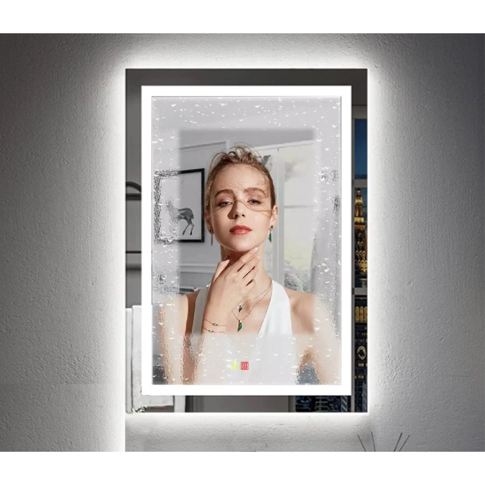 60x80(h) cm Buğu Çözücülü Dokunmatik Işıklı Kumlamalı Banyo Aynası