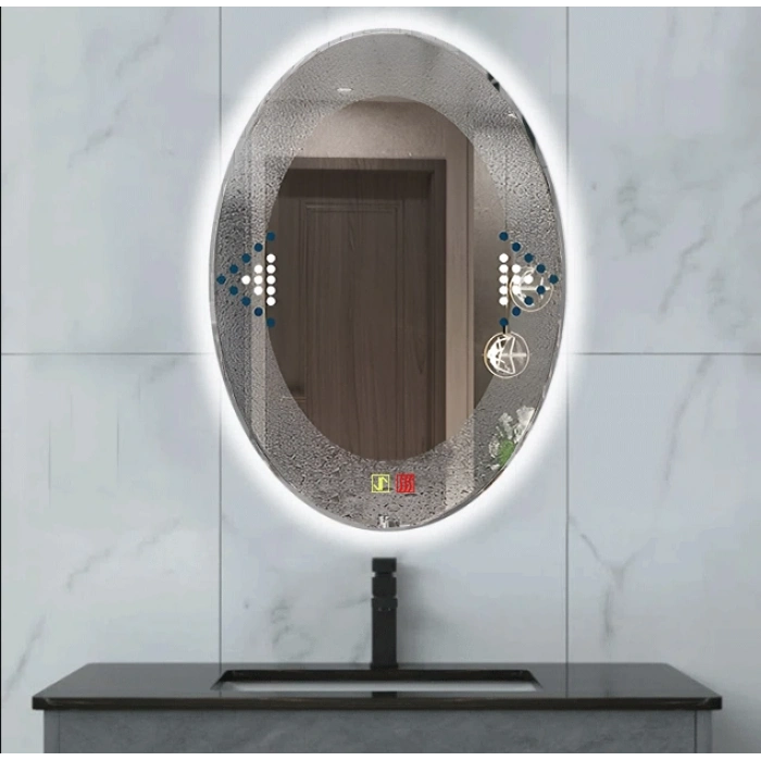 60x80(h) cm Buğu Çözücülü Dokunmatik Işıklı Ledli Elips Banyo Aynası