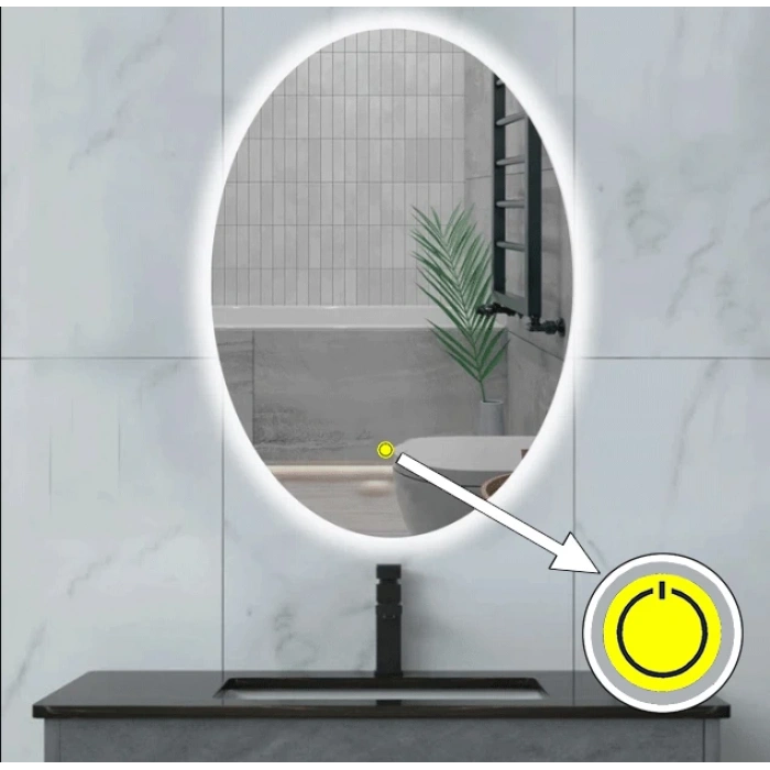 60x80(h) cm Ledli Elips Banyo Aynası