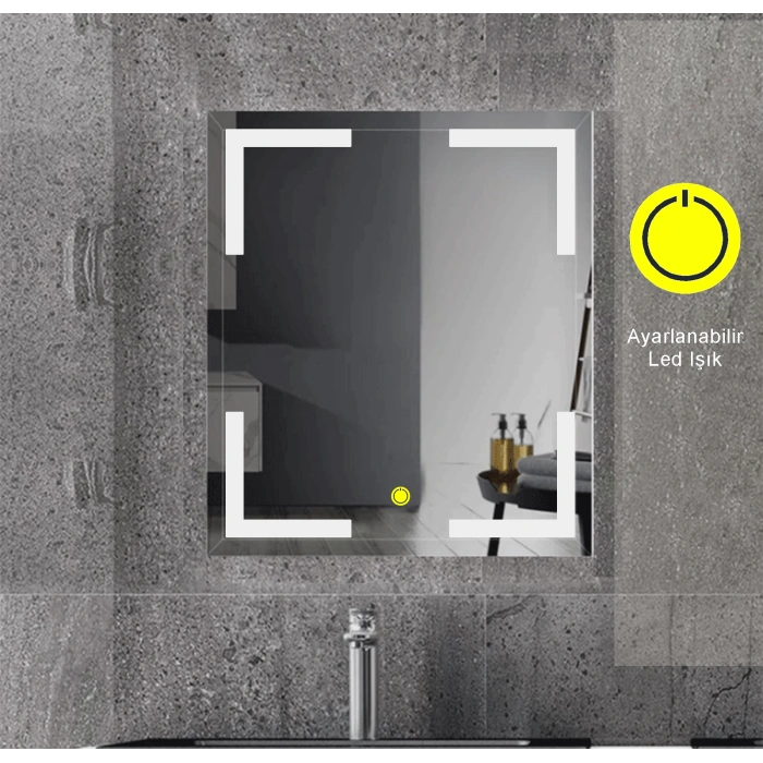 70x100 cm Kumlamalı Ledli Banyo Aynası