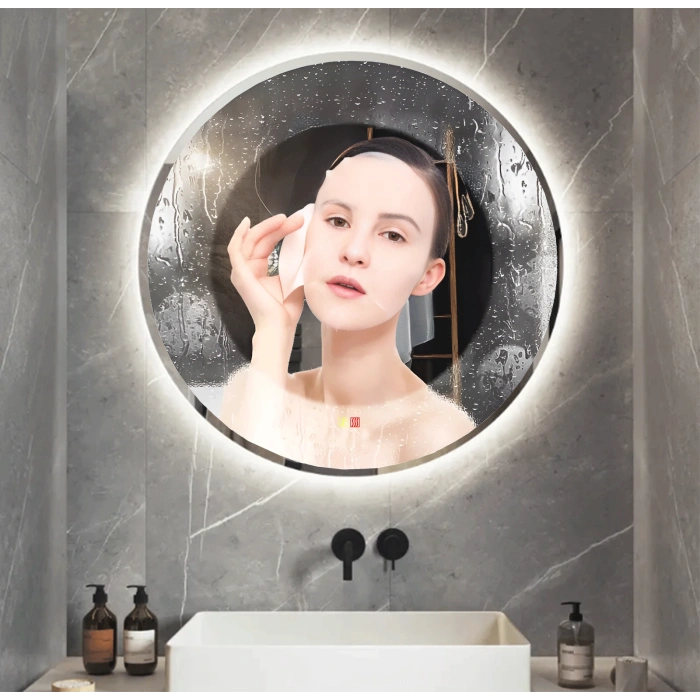 80 cm (çap) Buğu Çözücülü Dokunmatik Işıklı Ledli Yuvarlak Banyo Aynası