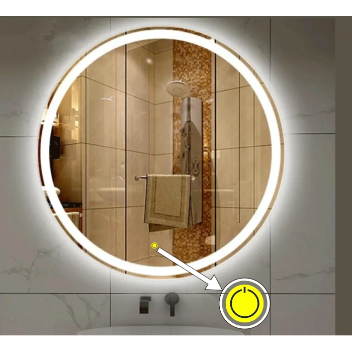 80 cm (çap) Kumlamalı Ledli Yuvarlak Banyo Aynası