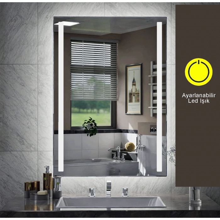 80x120 cm Kumlamalı Ledli Banyo Aynası