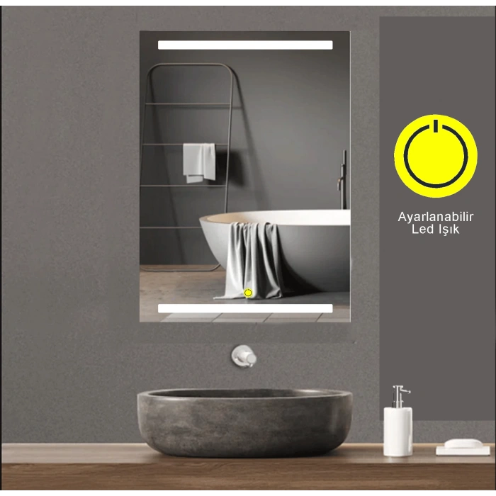 80x120 cm Kumlamalı Ledli Banyo Aynası