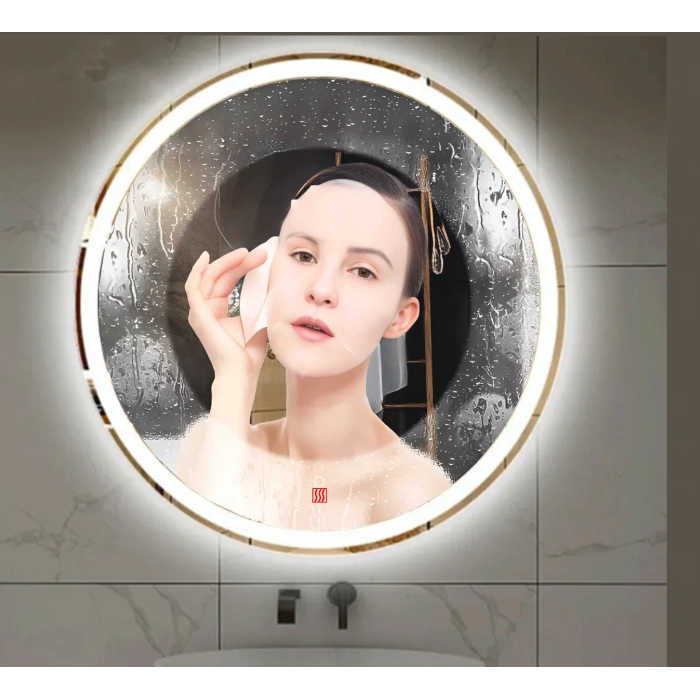 90 cm (çap) Kumlamalı Ledli Yuvarlak Banyo Aynası