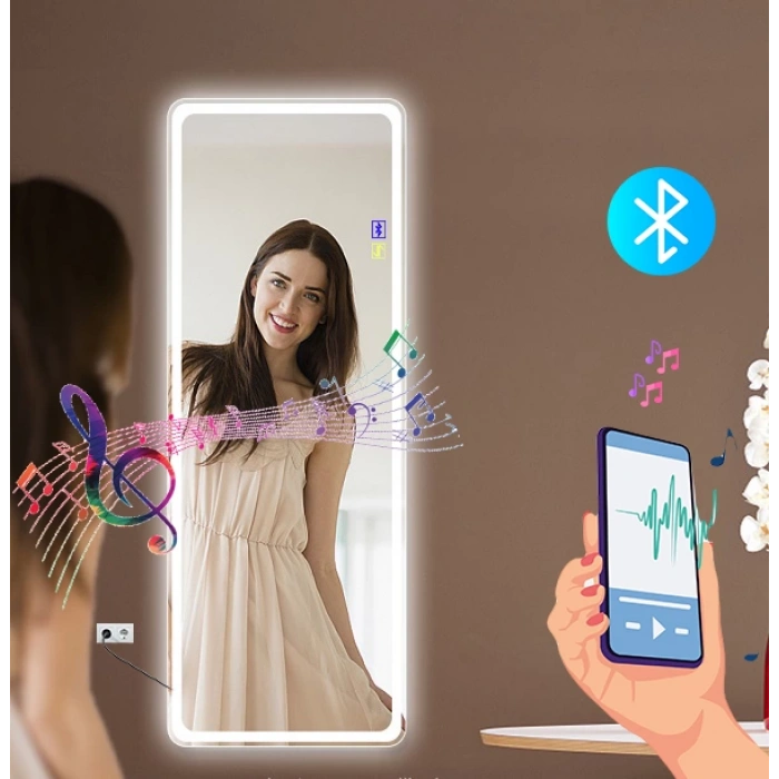 Bluetootlu Kumlama Ledli Dokunmatik Tuşlu Boy Aynası 50x150(h)cm
