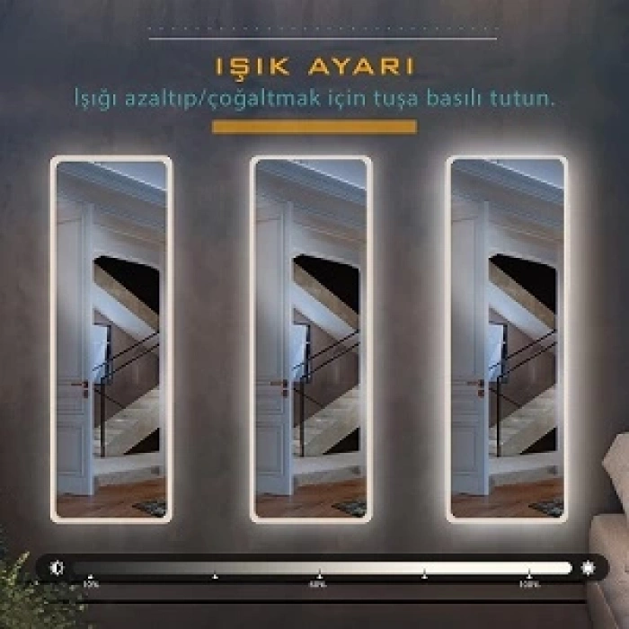 Bluetootlu Kumlama Ledli Dokunmatik Tuşlu Boy Aynası 50x150(h)cm