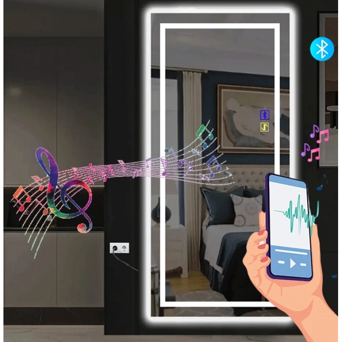 Bluetootlu Kumlama Ledli Dokunmatik Tuşlu Boy Aynası 50x150(h)cm