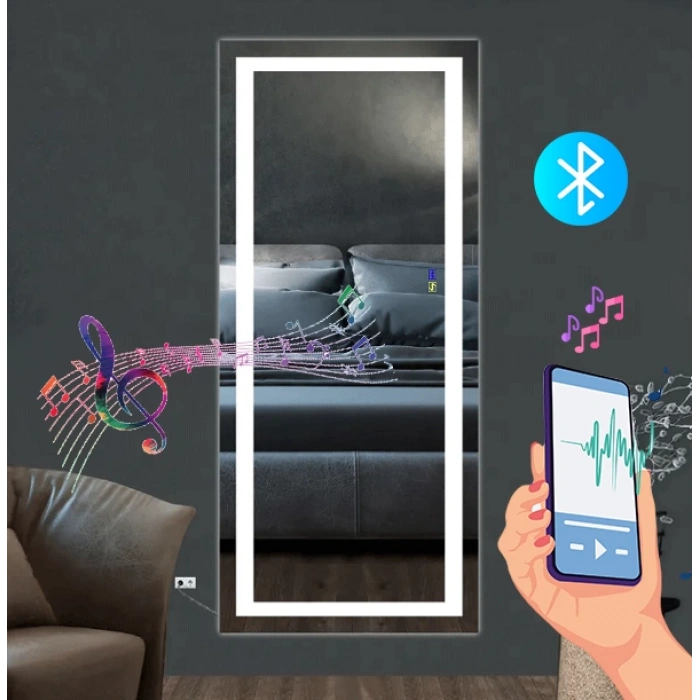 Bluetootlu Kumlama Ledli Dokunmatik Tuşlu Boy Aynası 50x150(h)cm