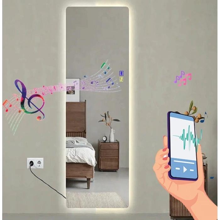 Bluetootlu Ledli Dokunmatik Tuşlu Boy Aynası 50x150(h)cm