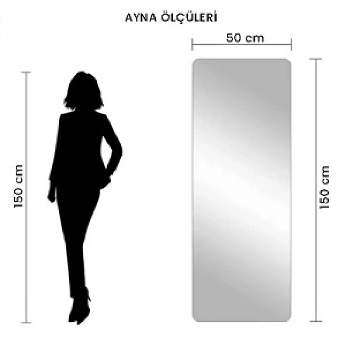 Bluetootlu Ledli Dokunmatik Tuşlu Boy Aynası 50x150(h)cm