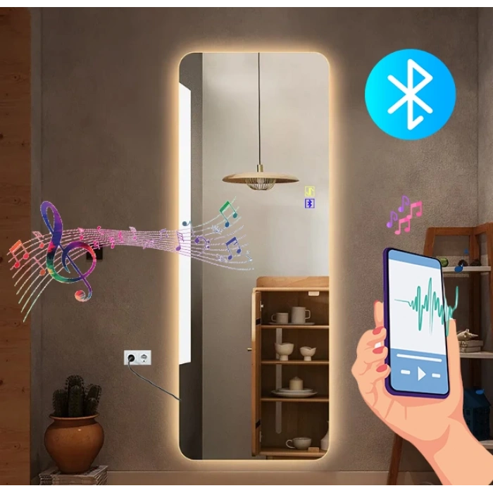 Bluetootlu Ledli Dokunmatik Tuşlu Boy Aynası 50x150(h)cm