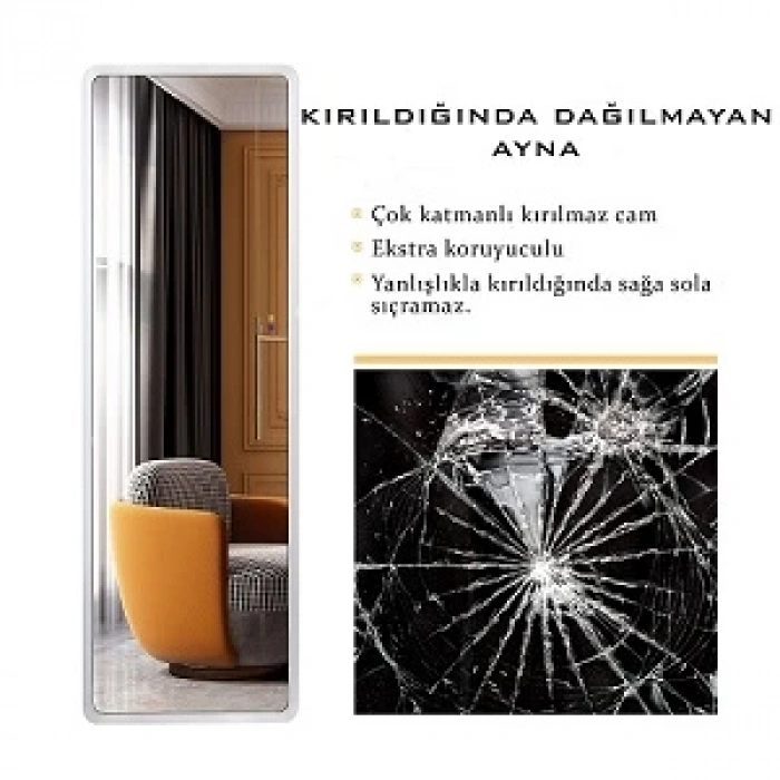 Kumlama Ledli Dokunmatik Tuşlu Boy Aynası 50x150(h)cm