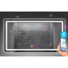 (h)80x120 cm Bluetoothlu Buğu Çözücülü Dokunmatik Işıklı Kumlamalı Banyo Aynası