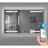 100x80(h) cm Bluetoothlu Buğu Çözücülü Dokunmatik Işıklı Kumlamalı Banyo Aynası