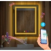 50x70(h) cm Bluetoothlu Buğu Çözücülü Dokunmatik Işıklı Kumlamalı Banyo Aynası