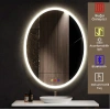 60x80(h) cm Bluetoothlu Buğu Çözücülü Dokunmatik Işıklı Kumlamalı Elips Banyo Aynası