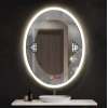 60x80(h) cm Bluetoothlu Buğu Çözücülü Dokunmatik Işıklı Kumlamalı Elips Banyo Aynası