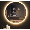 80 cm (çap) Bluetoothlu Buğu Çözücülü Dokunmatik Işıklı Kumlamalı Yuvarlak Banyo Aynası