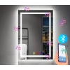 80x120(h) cm Bluetoothlu Buğu Çözücülü Dokunmatik Işıklı Kumlamalı Banyo Aynası