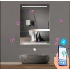 80x120(h) cm Bluetoothlu Buğu Çözücülü Dokunmatik Işıklı Kumlamalı Banyo Aynası