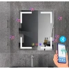 80x120(h) cm Bluetoothlu Buğu Çözücülü Dokunmatik Işıklı Kumlamalı Banyo Aynası