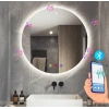 90 cm (çap) Bluetoothlu Buğu Çözücülü Dokunmatik Işıklı Ledli Yuvarlak Banyo Aynası