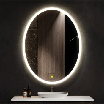 60x80(h) cm Kumlamalı Ledli Elips Banyo Aynası