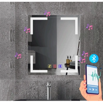80x120(h) cm Bluetoothlu Buğu Çözücülü Dokunmatik Işıklı Kumlamalı Banyo Aynası