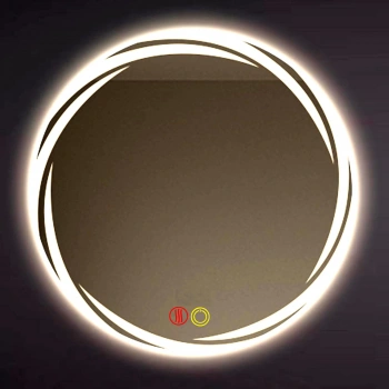 90 cm (çap) Kumlama Ledli Buğu Önleyicili Yuvarlak Banyo Aynası