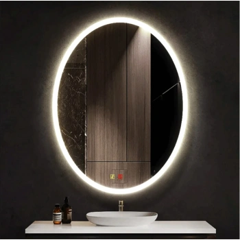 60x80(h) cm Buğu Çözücülü Dokunmatik Işıklı Kumlamalı Elips Banyo Aynası