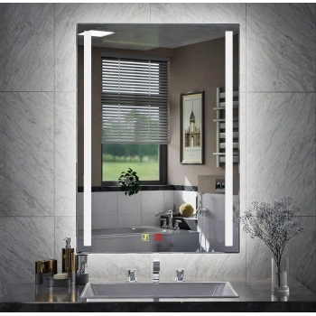 80x120 cm Buğu Çözücülü Dokunmatik Işıklı Kumlamalı Banyo Aynası