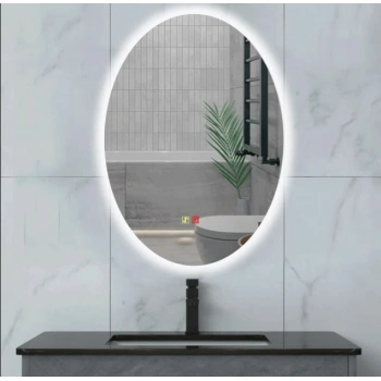 60x80(h) cm Buğu Çözücülü Dokunmatik Işıklı Ledli Elips Banyo Aynası