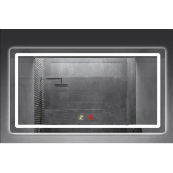 (h)80x100cm Buğu Çözücülü Dokunmatik Işıklı Kumlamalı Banyo Aynası