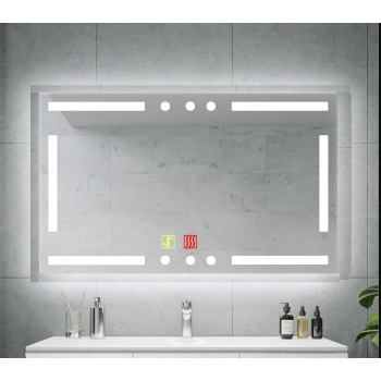 80x120 cm Buğu Çözücülü Dokunmatik Işıklı Kumlamalı Banyo Aynası