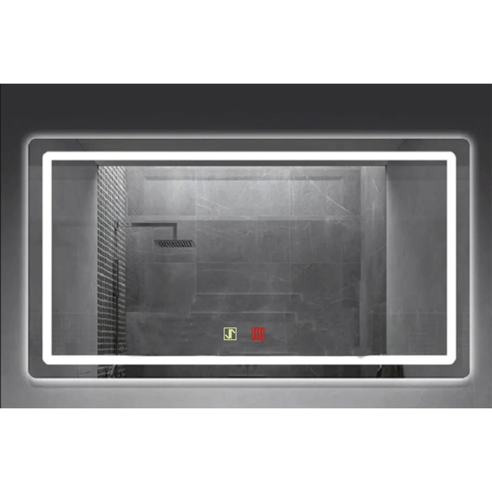 (h)80x120 cm Buğu Çözücülü Dokunmatik Işıklı Kumlamalı Banyo Aynası